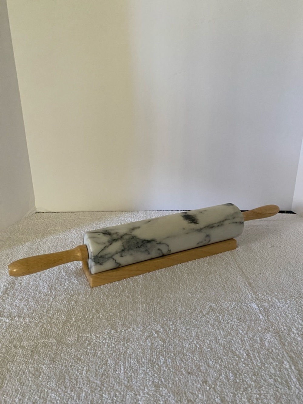 Gourmet Marble Rolling Pin with stand dark grey white